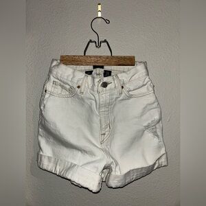 BDG Mom High Rise White Denim Cuffed Shorts, Size 24